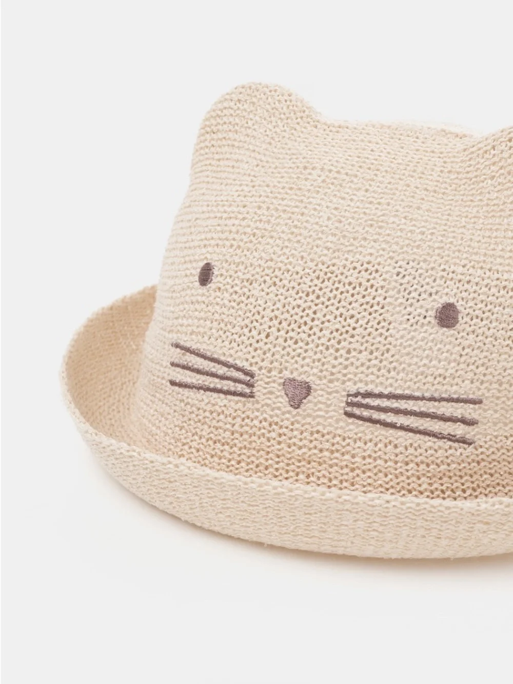Zara Kids Beige Cat Face Straw Hat